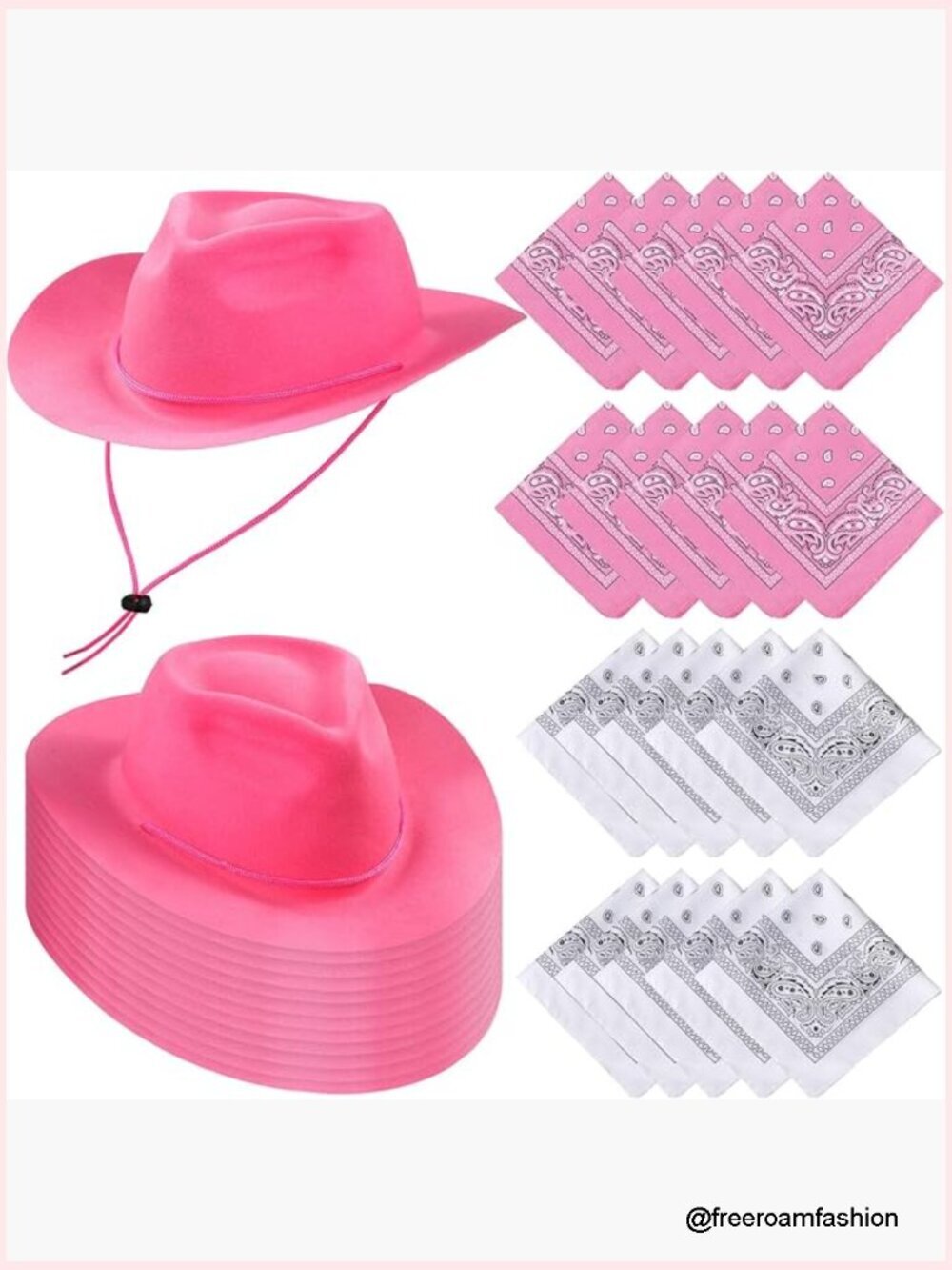 Cowboy Hats and Bandanas Set - 48 Pieces Western Party Supplies